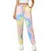 Women Tie Dye Sweatpants Drawstring Waist Pocket Active Pants Casual Sport Fitness Active Pants Trousers