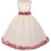 Big Girls' Elegant Satin Ribbon Sash Petals Flowers Girls Dresses Ivory Mauve 10