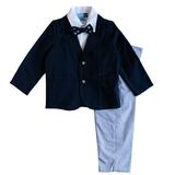 Good Lad Toddler Thru 4/7 Boys Spring 4 Piece Suit Set with Navy Linen Jacket and Seersucker Pant