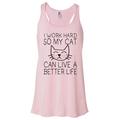 Women's Funny Tank Top "I Work Hard So My Cat Can Live A Better Life" Shirts X-Large, Light Pink