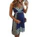 Pregnant Boho Beach Sleeveless Strappy Print Long Dress For Women Spaghetti Strap Polka Dot Dress Maternity Sleeveless V-Neckline Backless Beach Swimwear Long Dresses