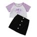 ZIYIXIN Kids Girls 2-piece Outfit Set Angel Letter Print Tops+Skirt Set