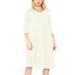 Women's Casual Loose Fit 3/4 Sleeve Round Neck Jersey Knit A-Line Solid Midi Dress Made in USA