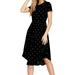 YUNDAI Women's Short Sleeve Polka Dot Casual Dress Pleated Loose Flowy Midi Dress With Pocket XX-Large, Black