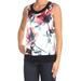 ST JOHN Womens Navy Floral Sleeveless Crew Neck Top Size XS