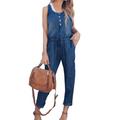 Xingqing WomenÂ´s Sleeveless Denim Romper Jean Top Jeans Casual Jumpsuit