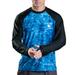 Aqua Design Rash Guard Men Long Sleeve Thumb Hole UPF 50+ Rashguard Swim Shirts: Royal Ripple/Black size Medium