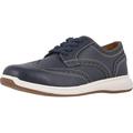 Florsheim Kids Great Lakes Wing Tip Ox Jr. (Toddler/Little Kid/Big Kid) Navy Milled Leather/White Sole