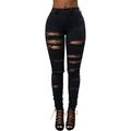 Women High Waist Pants Jeans Ripped Push Up Denim Trousers Skinny Slim Trousers