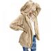 Women's Fashion Long Sleeve Hooded Zip Up Faux Fur Fluffy Shaggy Oversized Coat Jacket with Pockets Warm Winter