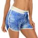 HDE Women's Retro Fashion Dolphin Running Workout Shorts (Blue Tie Dye, Large)