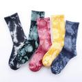 Besufy Adult Women Socks Pure Cotton Unisex Tie-Dyed Breathable Skateboard Middle Tube Socks