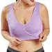 Egmy Women Pure Color Plus Size Ultra-Thin Large Sports Full Bra Cup Tops