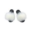 LUXUR Ladies Fur Slides Fuzzy Furry Slippers Casual Shoes