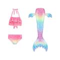 Baby Kids Girl Tankini Set Swimwear Swimming Mermaid Tail Bikini Sets 3PCS Multiple Types For Girls 7-16 Swimsuit Beachwear Bathing Suit Swimming Costumes Swimmable Flippers