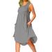 Avamo Loose Comfy T Shirt Dress For Women Crew Neck Solid Holiday Beach Sundress Summer Casual Pockets Dress