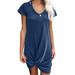 Women's Casual Short Sleeve T Shirt Dresses Twist Front Knot Tunic Dress