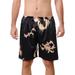 Selfieee Men's Satin Shorts Sleepwear Satin Pajama Bottom Underwear Silk Sleep Shorts 13022 Black Print 4X-Large