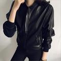 Women's PU Leather Jacket Faux Soft Jacket Slim Black Rivet Zipper Motorcycle Black Jackets Black