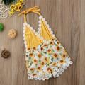 Toddler Kids Baby Girls Lace Sunflower Halter Bodysuit Summer Sunsuit Outfits Set 3Months-5Years