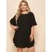 Women's Plus Size Solid Flounce Sleeve Dress