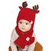 Baby Knit Hat and Scarf Set Soft Winter Warm Deer Antlers Beanie Cap with Neck Warmer Set for Girls Boys