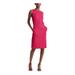 RALPH LAUREN Womens Pink Ruched Sleeveless Jewel Neck Knee Length Fit + Flare Dress Size 0