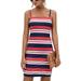 UKAP Women Summer Casual Cami Dress Striped Printed Adjustable Straps Comfy Sundress Evening Cocktail Party Mini Dress