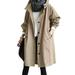 ESSEN Trench Coat Women Autumn Solid Color Pocket Hooded Windbreaker Long Trench Coat Outerwear