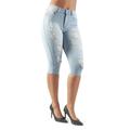 Women's Juniors, Destroyed Ripped, Stretch Denim, Capri Shorts