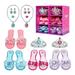 Hapgo Princess Dress Up Role Play Shoes and Jewelry Boutique Fashion Accessories, Includes 4 Pairs Shoes 2 Tiaras 2 Necklaces and Earrings for Toddler Girls Birthday Party Cosplay Costumes