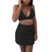 TSEXIEFOOFU Womens Faux Fur Vest Top+Skirt Suit Club Party Short Mini Dress