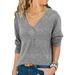 Womens Long Sleeve V Neck Casual Loose Tunic Tops Pullover Outfit Knit Sweater