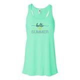 Hello Summer, Summer Tank, Racerback, Soft Bella Canvas, Sublimation, Muscle Tank, Womens Tank Top, Summer Shirt, I Love Summer, Gym Tee, Mint , EXTRA SMALL