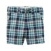 Carter's Baby Boys' Plaid Flat-Front Shorts, Blue Plaid, 6 Months