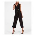 CALVIN KLEIN Womens Black Sleeveless V Neck Wide Leg Jumpsuit Size 2