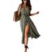 Women Summer Boho Long Midi Dress Cocktail Party Beach Dresses Polka Dot Dress Lady Holiday Cocktail Evening Prom Gown Long Maxi Dress