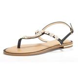 DREAM PAIRS Women's Fashion Herringbone Flat Sandals Sling Back Flat Sandals FANTASIA_3 BLACK Size 9
