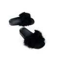 Gvmfive Women's Open Toe Fluffy Faux Fur Soft Summer Flip Flop Sliders Slippers Shoes