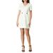 Allegra K Junior's Collar V Neck Button Decor Short Sleeve Flare Dress