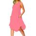 Sexy Dance Summer Sleeveless Casual T Shirt Dress For Women Loose Round Neck Cover Up Tank Dress Beach Holiday Party Sundress