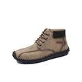 UKAP Mens Leather Shoes Casual Work Boots Hand Stitching Outdoor Driving Ankle Boots