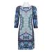 London Times Boat Neck 3/4 Sleeve Multi Print Jersey Dress-BLUE MULTI