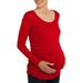 Maternity Long Sleeve Scoop Neck Tee With Flattering Side Ruching--Available in Plus Size