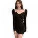 French Style V-neck Slim Wrap Dress Shoulder Chain Long Sleeve Dresses