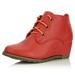 Women's Lace Up Oxford Wedge Booties Boot Ankle Fashion Round Toe Boots for Women Tan,pu,12, Shoelace Style Orange