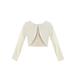 Crayon Kids Ivory Long Sleeve Button Velvet Bolero Sweater Girls