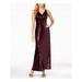 NIGHTWAY Womens Purple Sequined Long Gown Sleeveless V Neck Maxi Sheath Evening Dress Size: 6