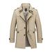 Meihuida Winter Coat Long-sleeve Trench Coat Classic Mid-length Casual Men Windbreaker