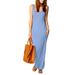 Colisha Summer Solid Color Long Sundress For Women Casual Crew Neck Sleeveless Maxi Dress Holiday Beach Party Slim Dress